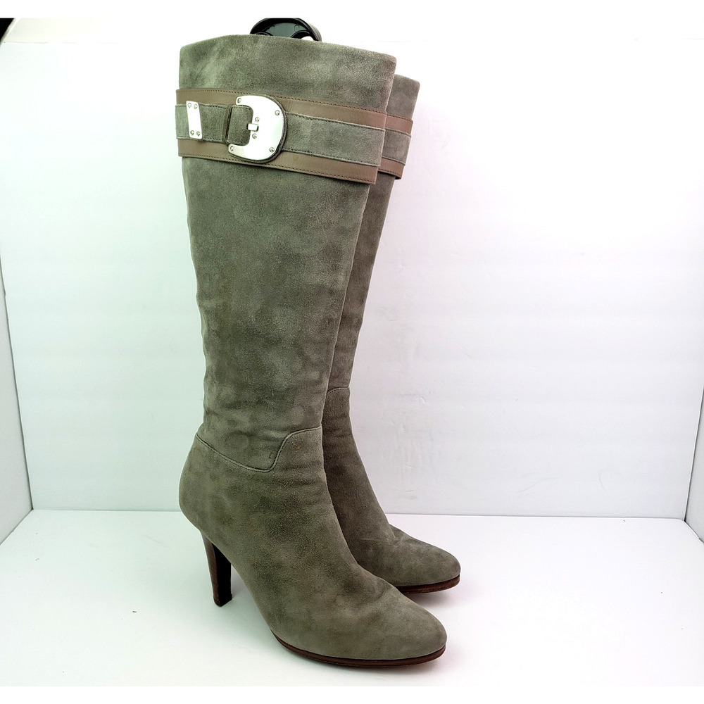 Cole Haan NikeAir Nicole Womens Size 10.5 Gray Leather 4" Heel 19" Tall Boots